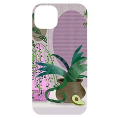 Botanical Plants Green Sheet Art Iphone 14 Plus Black Uv Print Case by Sarkoni