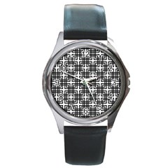 Pattern Vector Halftone Wallpaper Round Metal Watch