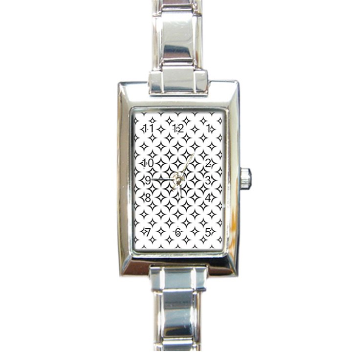 Star Curved Pattern Monochrome Rectangle Italian Charm Watch