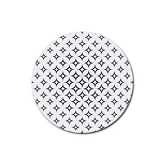 Star Curved Pattern Monochrome Rubber Coaster (round) by Pakjumat