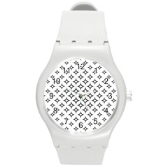 Star Curved Pattern Monochrome Round Plastic Sport Watch (m) by Pakjumat