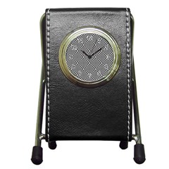 Background Pattern Halftone Black White Pen Holder Desk Clock by Pakjumat