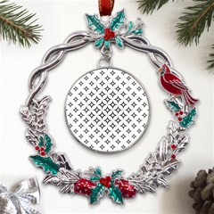 Star Curved Pattern Monochrome Metal X mas Wreath Holly Leaf Ornament by Pakjumat