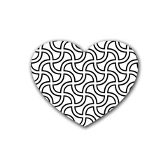 Pattern Monochrome Repeat Black And White Rubber Heart Coaster (4 Pack) by Pakjumat