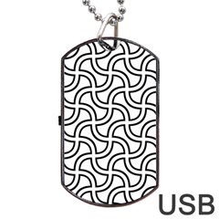 Pattern Monochrome Repeat Black And White Dog Tag Usb Flash (two Sides) by Pakjumat