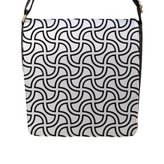 Pattern Monochrome Repeat Black And White Flap Closure Messenger Bag (l) by Pakjumat