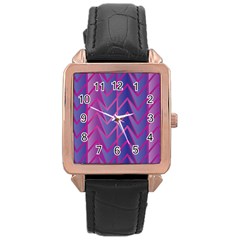 Geometric Background Abstract Rose Gold Leather Watch  by Pakjumat