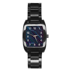 Glass Scifi Violet Ultraviolet Stainless Steel Barrel Watch by Pakjumat