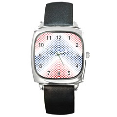 Dots Pointillism Abstract Chevron Square Metal Watch by Pakjumat