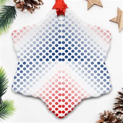 Dots Pointillism Abstract Chevron Snowflake Ornament (two Sides) by Pakjumat