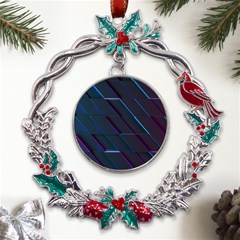 Glass Scifi Violet Ultraviolet Metal X mas Wreath Holly Leaf Ornament by Pakjumat