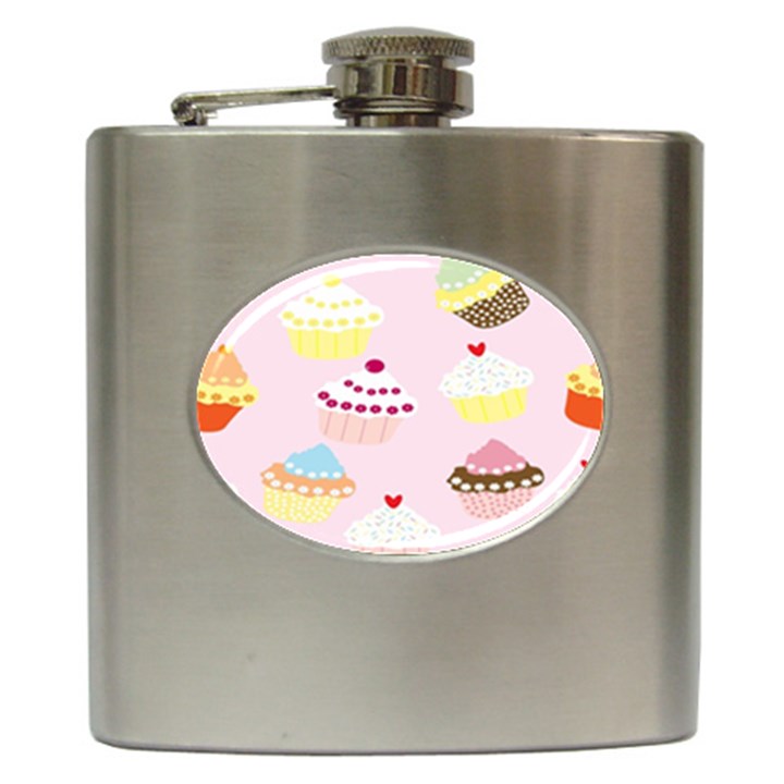 Cupcakes Wallpaper Paper Background Hip Flask (6 oz)