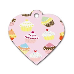 Cupcakes Wallpaper Paper Background Dog Tag Heart (one Side) by Apen