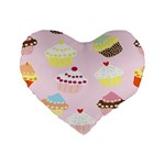 Cupcakes Wallpaper Paper Background Standard 16  Premium Flano Heart Shape Cushions Front