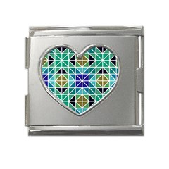 Mosaic Triangle Symmetry Mega Link Heart Italian Charm (18mm) by Apen