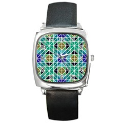 Mosaic Triangle Symmetry Square Metal Watch by Apen