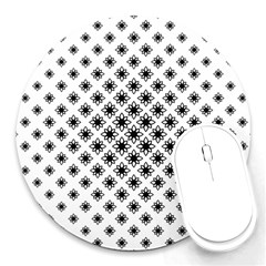 Stylized Flower Floral Pattern Round Mousepad by Apen