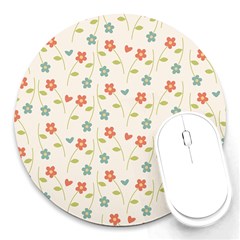 Floral Pattern Wallpaper Retro Round Mousepad by Apen