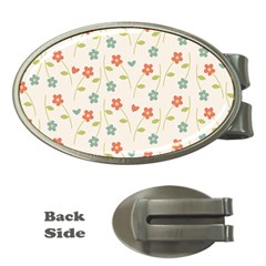 Floral Pattern Wallpaper Retro Money Clips (oval)  by Apen