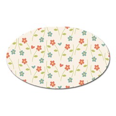 Floral Pattern Wallpaper Retro Oval Magnet by Apen