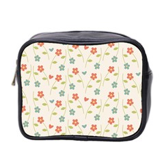 Floral Pattern Wallpaper Retro Mini Toiletries Bag (two Sides) by Apen