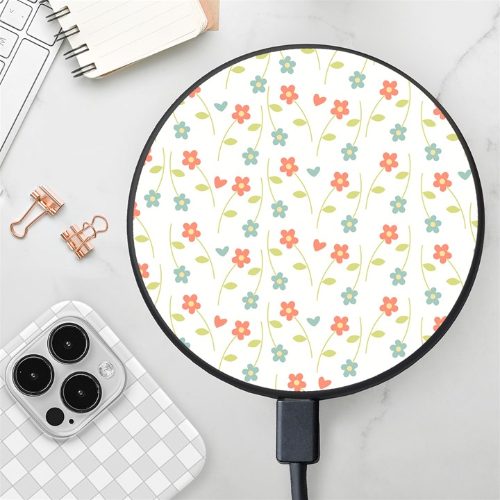 Floral Pattern Wallpaper Retro Wireless Fast Charger(Black)