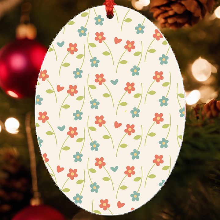 Floral Pattern Wallpaper Retro UV Print Acrylic Ornament Oval