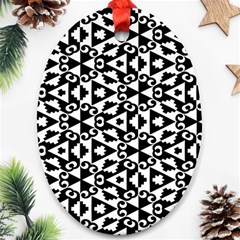 Geometric Tile Background Oval Ornament (two Sides) by Apen