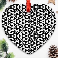 Geometric Tile Background Heart Ornament (two Sides)