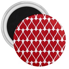 Hearts Pattern Seamless Red Love 3  Magnets by Apen