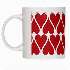 Hearts Pattern Seamless Red Love White Mug by Apen