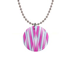 Geometric 3d Design Pattern Pink 1  Button Necklace by Apen