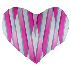 Geometric 3d Design Pattern Pink Large 19  Premium Heart Shape Cushions by Apen