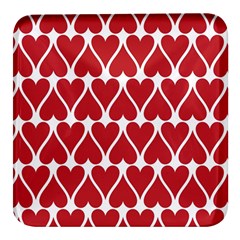 Hearts Pattern Seamless Red Love Square Glass Fridge Magnet (4 Pack) by Apen