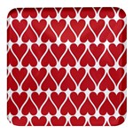 Hearts Pattern Seamless Red Love Square Glass Fridge Magnet (4 pack) Front