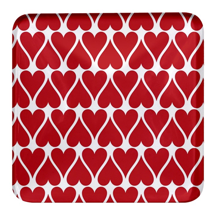 Hearts Pattern Seamless Red Love Square Glass Fridge Magnet (4 pack)