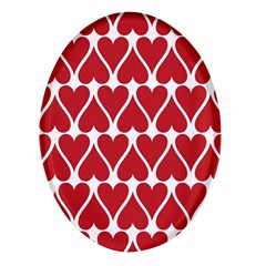 Hearts Pattern Seamless Red Love Oval Glass Fridge Magnet (4 Pack) by Apen