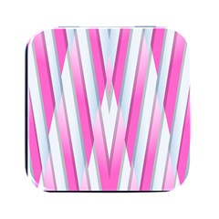 Geometric 3d Design Pattern Pink Square Metal Box (black)