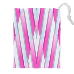 Geometric 3d Design Pattern Pink Drawstring Pouch (5xl) by Apen