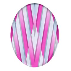 Geometric 3d Design Pattern Pink Oval Glass Fridge Magnet (4 Pack) by Apen