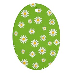 Daisy Flowers Floral Wallpaper Oval Ornament (two Sides) by Apen