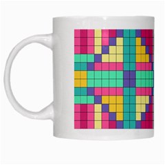 Checkerboard Squares Abstract Texture Patterns White Mug by Apen