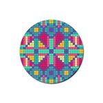 Checkerboard Squares Abstract Texture Patterns Rubber Coaster (Round) Front