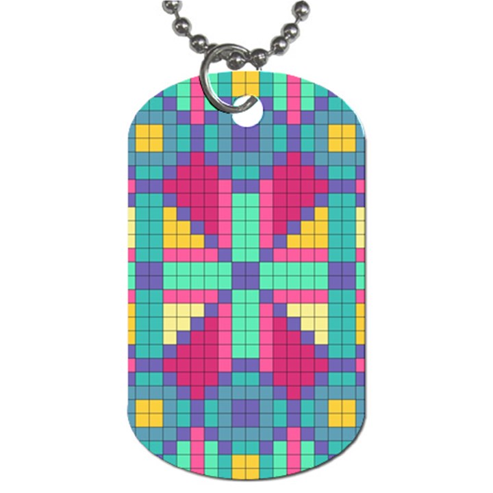 Checkerboard Squares Abstract Texture Patterns Dog Tag (Two Sides)