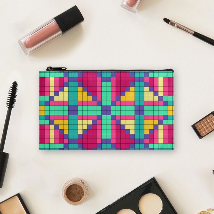 Checkerboard Squares Abstract Texture Patterns Cosmetic Bag (Small)