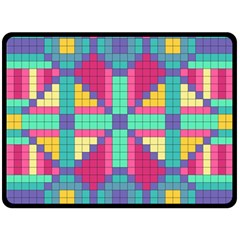 Checkerboard Squares Abstract Texture Patterns Fleece Blanket (large) by Apen