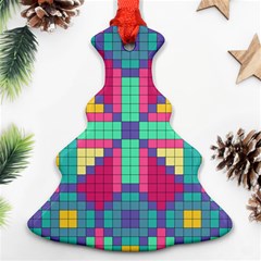 Checkerboard Squares Abstract Texture Patterns Christmas Tree Ornament (two Sides) by Apen