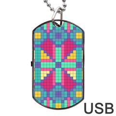 Checkerboard Squares Abstract Texture Patterns Dog Tag Usb Flash (one Side) by Apen