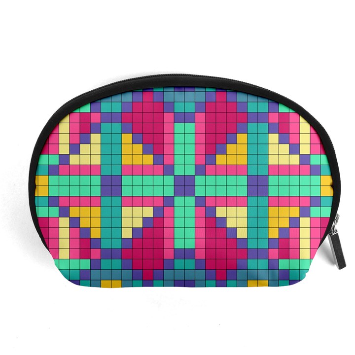 Checkerboard Squares Abstract Texture Patterns Accessory Pouch (Large)