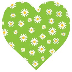 Daisy Flowers Floral Wallpaper Wooden Puzzle Heart by Apen